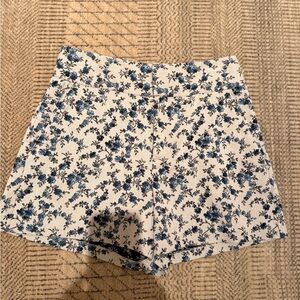 Alice + Olivia Blue Floral High Waist Shorts